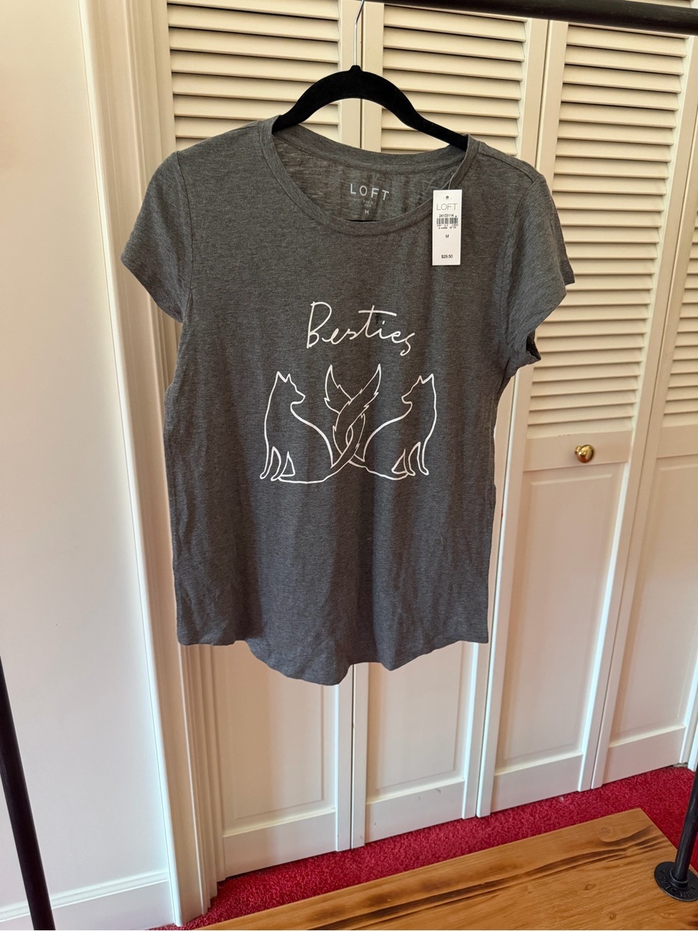 LOFT Gray Short-Sleeve 'Besties' Graphic Tee